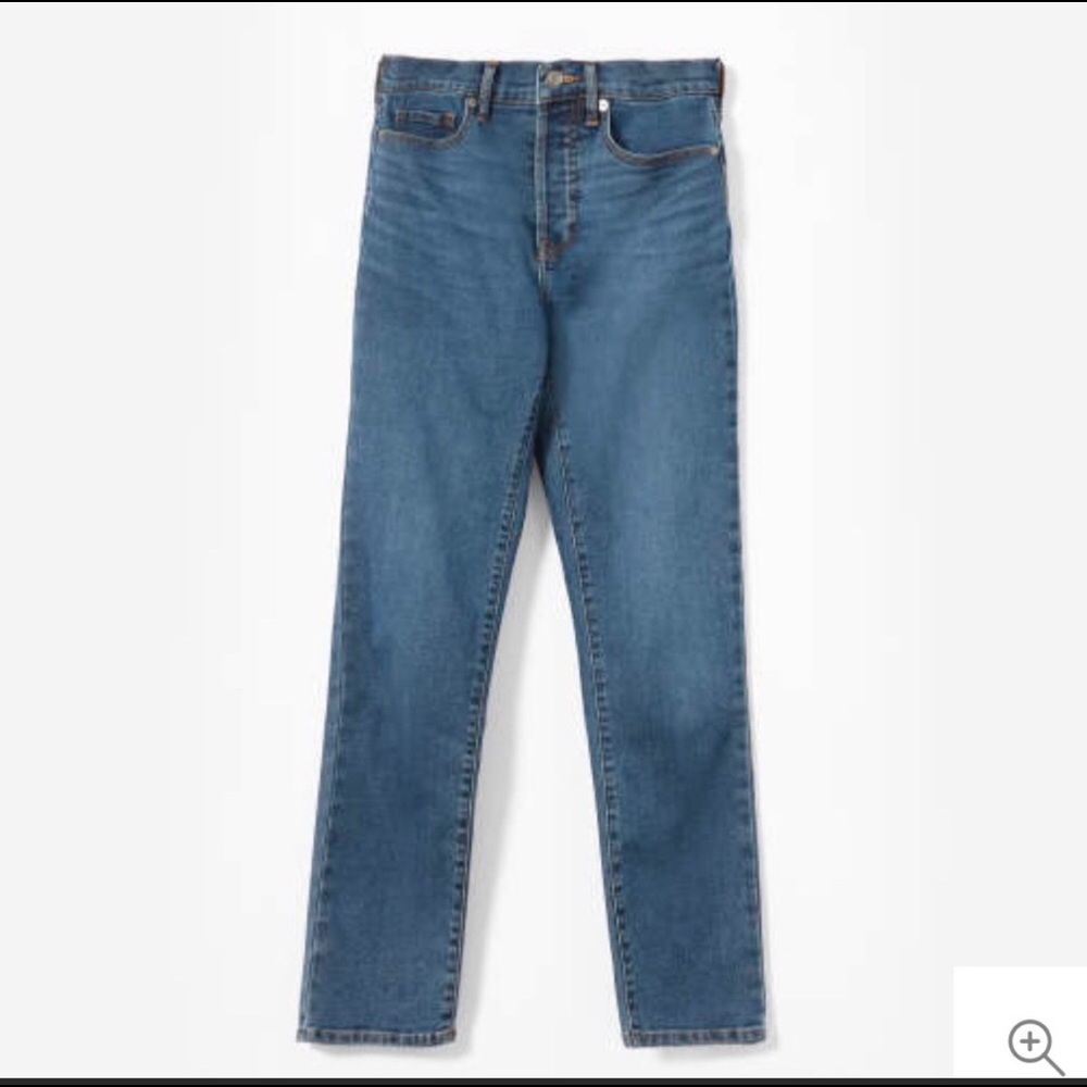 Everlane High Rise Straight Jeans - mid blue
